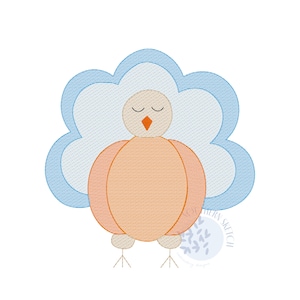 Thanksgiving Pumpkin Turkey Sketch Fill Light Fill Fall Autumn Machine Embroidery Design Instant Digital Download 4x4, 5x7, 6x10