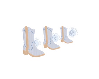 Mini Fill Stitch Cowboy Boots Machine Embroidery Design Instant Digital Download 1.5", 2", 2.5"