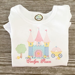 Princess Castle Carriage Light Fill Sketch Machine Embroidery Design Digital Download File 4x4, 5x7