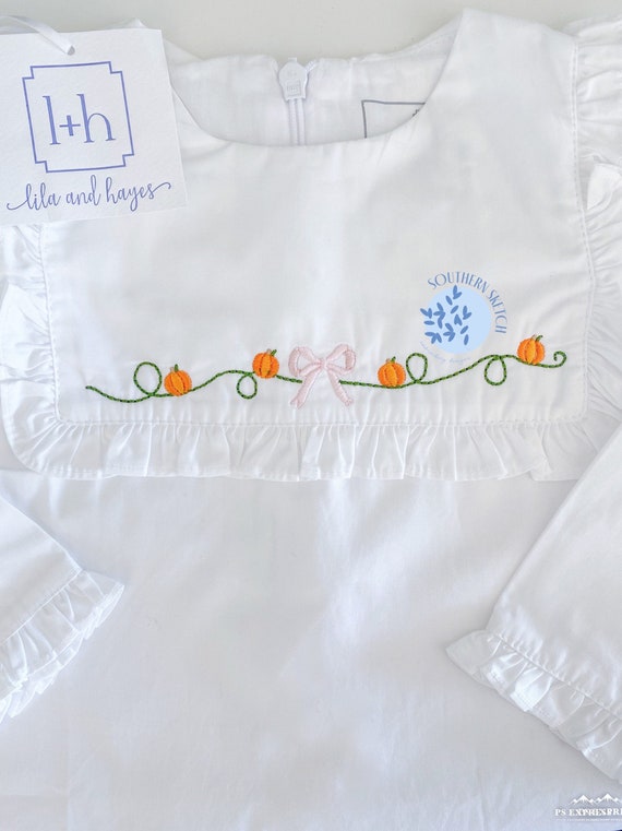 Pumpkin Bow Fall Monogram Frame Vine Machine Embroidery Design File 4x4, 5x7, 6x10