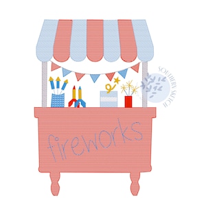 4th of July Patriotic Fireworks Stand Sketch Light Fill Machine Embroidery Design American Summer Boy Girl Instant Digital Download 3 sizes