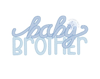 Baby Brother Sibling Lettering New Baby Light Fill Quick Gender Reveal Sketch Machine Embroidery Digital Design Boy 4x4, 5", 6", 5x7, 6x10