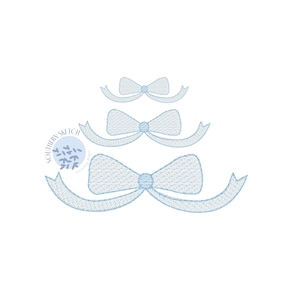 Bow Mini Sketch Fill Simple Girl Ribbon Instant Digital Download Machine Embroidery Design 2.5&quot;, 3&quot;, 4&quot;