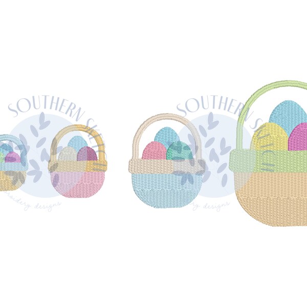 Mini Fill Stitch Easter Baskets Eggs Spring Machine Embroidery Design File .75", 1", 1.5", 2"