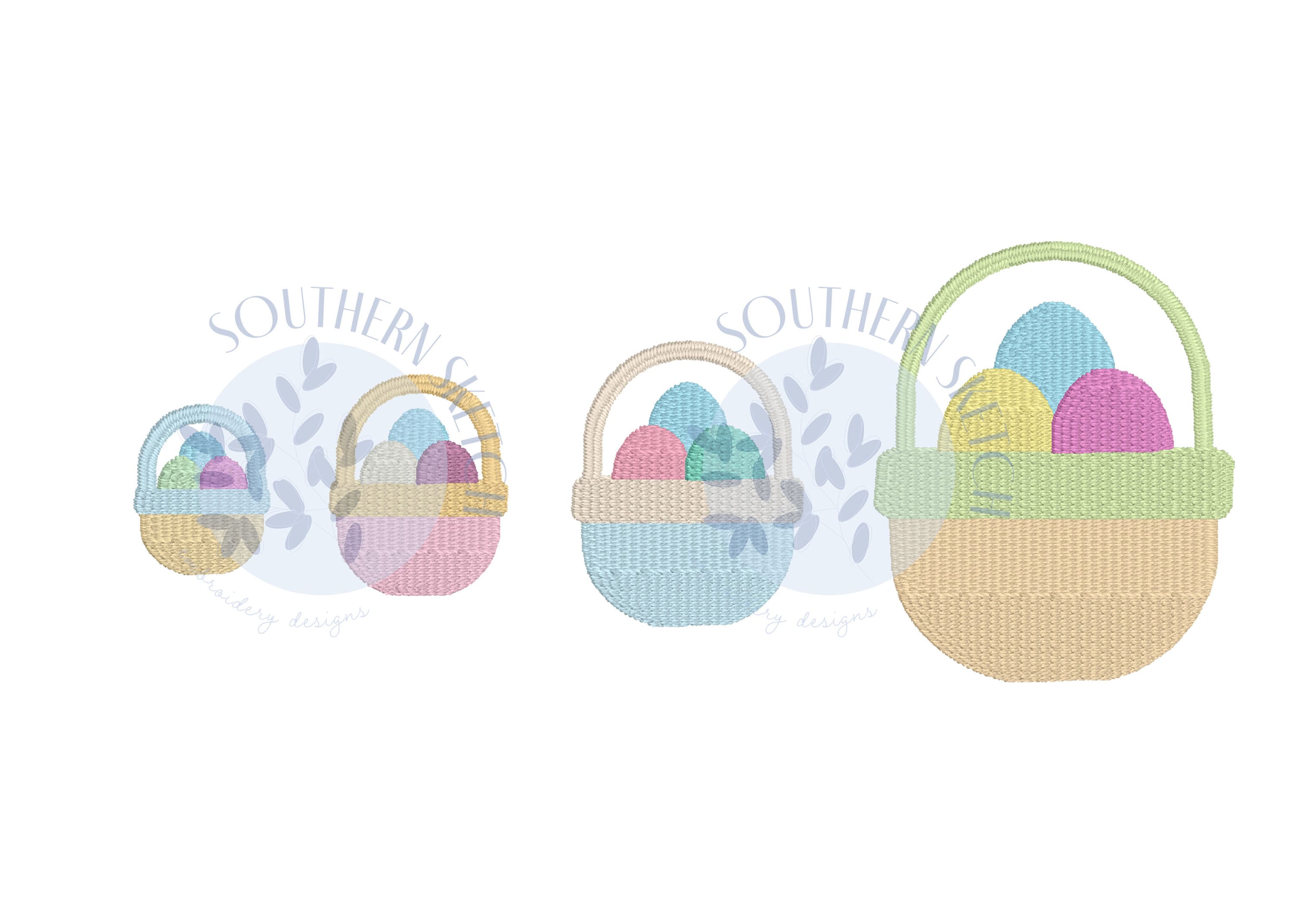 Mini Fill Stitch Easter Baskets Eggs Spring Machine Embroidery Design ...