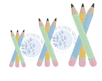Mini Fill Stitch Pencils Back to School Fall Machine Embroidery Design File Instant Digital Download 1.5" 2", 2.5"