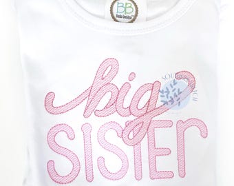 Big Sister Sibling Lettering New Baby Light Fill Quick Gender Reveal Sketch Machine Embroidery Digital Design 4x4, 5", 6", 5x7, 6x10