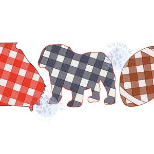 Georgia Football Gingham Bulldogs Fall Sports College Sketch Light Fill Machine Borduurwerk Ontwerp Instant Digital Download 5 ", 5x7, 6x10