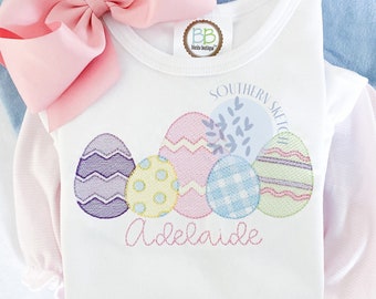 Sketch Easter Eggs Machine Embroidery Design File 5", 5x7, 6x10