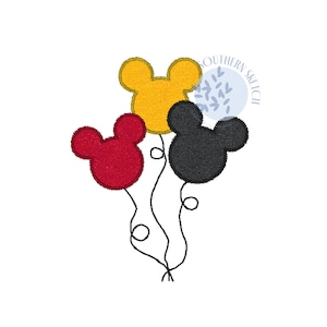 Applique Mouse Balloons Machine Embroidery Design 5x7, 6x10