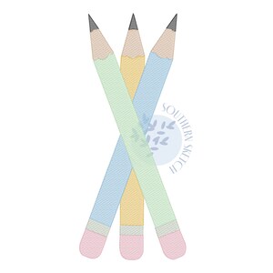 Back to School Pencils Sketch Fill Light Fill Quick Stitch Machine Embroidery Design File 4x4, 5&quot;, 5x7, 6x10