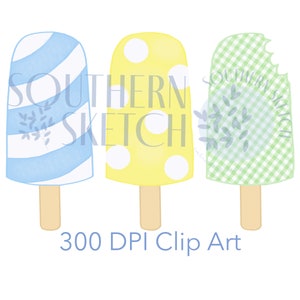 Popsicle Boy Trio Polka Dots, Gingham Instant Digital Download Watercolor PNG .png Clip Art File for Sublimation, Heat Transfer, Stationery