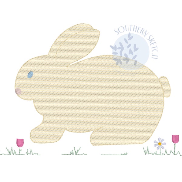 Spring Bunny Rabbit Sketch Fill Light Fill Easter Baby Machine Embroidery Design 5", 5x7, 6x10