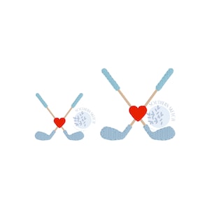 Mini Fill Stitch Heart Golf Cross Clubs Valentine's Day Machine Embroidery Design Instant Digital Download Pattern Design File 2", 2.5", 4x4