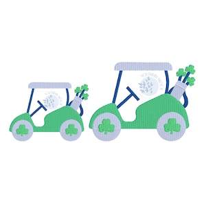 Mini Fill Stitch St. Patrick's Day Shamrock Golf Cart Machine Embroidery Design Four Leaf Clover Pattern Natychmiastowe pobranie cyfrowe 2" i 3"