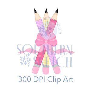 Back to School Schleife Bleistifte Clipart Sofort Digital Download Aquarell .png Clip Art für Sublimation, Wärmeübertragung, Tags, & Briefpapier
