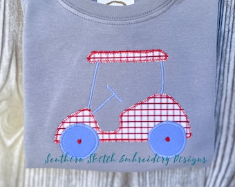 Applique Golf Cart Embroidery Design Machine Embroidery Design File 5x7 and 4x4 Instant Download