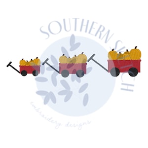 Pumpkin Wagon Mini Fill Stitch Fall Autumn Embroidery Design File 2", 2.5" 3"