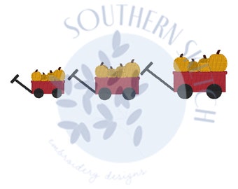 Pumpkin Wagon Mini Fill Stitch Fall Autumn Embroidery Design File 2", 2.5" 3"
