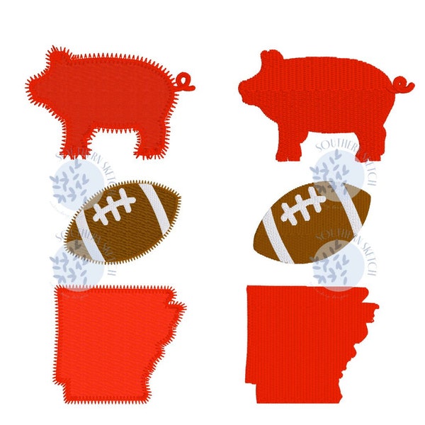 Arkansas College Football Bundle Mascot Sports Mini Applique & mini Fill Stitch Machine Embroidery Design Instant Digital Download