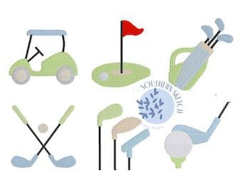 Golf Mini Fill Stitch Bundle Machine Embroidery Design Digital Download File 1&quot;, 1.5&quot; 2&quot;