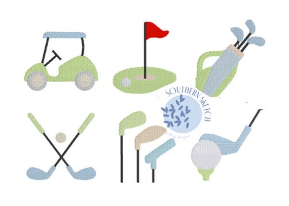 Golf Mini Fill Stitch Bundle Machine Embroidery Design Digital Download File 1", 1.5" 2"