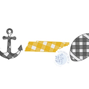 Tennessee Anchor Nashville Football Gingham University Fall Sports College Sketch Light Fill Machine Embroidery Design Digital Download