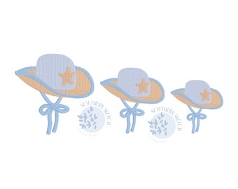 Mini Füllstich Cowboy Hut Stickdatei Stickdatei Instant Digital Download 1.75", 2", 2.5", 2.5"