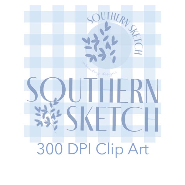 Light Blue Gingham Clipart Instant Digital Download Watercolor .png Clip Art File Sublimation, Heat Transfer, Stationery
