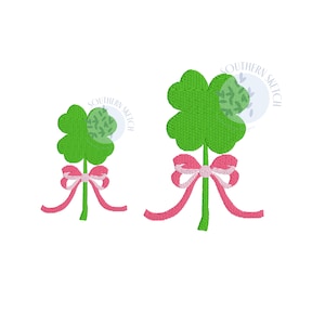 Mini St. Patrick&#39;s Day Shamrock Clover Bow Girl Machine Fill Stitch Machine embroidery design file instant digital download 2&quot;, 2.5&quot;