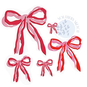 Satin Stitch Two Toned Watercolor Style Bow Sizes from Large Ribbon Mini Ribbons Machine Embroidery Design