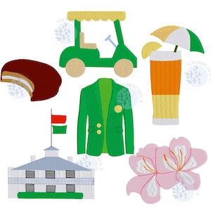 Mini Fill Stitch Golf Tournament Green Jacket Bundle Tea Lemonade, Golf Cart, Clubhouse, Country Club, Azalea Machine Embroidery Design