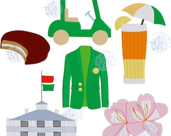 Mini Fill Stitch Golf Tournament Green Jacket Bundle Tea Lemonade, Golf Cart, Clubhouse, Country Club, Azalea Machine Embroidery Design