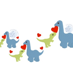 Mini Fill Stitch Valentine&#39;s Day Dinosaur Hearts Machine Embroidery Design Pattern Instant Digital Download File Minis 2&quot;, 2.5&quot;, 3&quot;