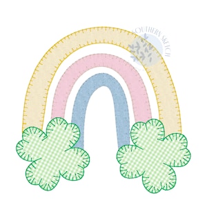 Shamrock Rainbow Applique St. Patrick&#39;s Day Machine Embroidery Design File 4.5&quot;, 5x7, 6x10