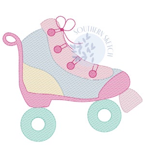 Roller Skate Sketch Fill Light Fill Quick Stitch Machine Embroidery Design File 5&quot; 5x7, 6x10
