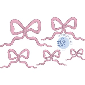 Satin Stitch Mini Bow Ribbon Machine Embroidery Design File 1.5&quot;, 2&quot;, 2.5&quot;, 3&quot;, 3.5&quot;