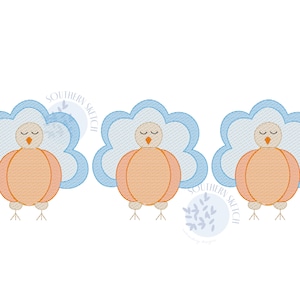 Thanksgiving Pumpkin Turkey Trio Sketch Fill Light Fill Fall Autumn Machine Embroidery Design Instant Digital Download 5in, 5x7, 6x10