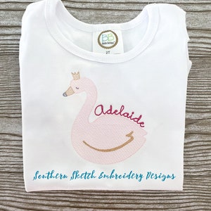 Swan Princess Sketch Light Fill Quick Stitch Machine Embroidery Design File Instant Digital Download 4x4, 5x7