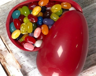 Red GREEK Easter ( Pascha ) Eggs Breakable Smash Chocolate -  oversized and filled w/Jelly Belly's. Comes individually wrapped w/ a hammer.