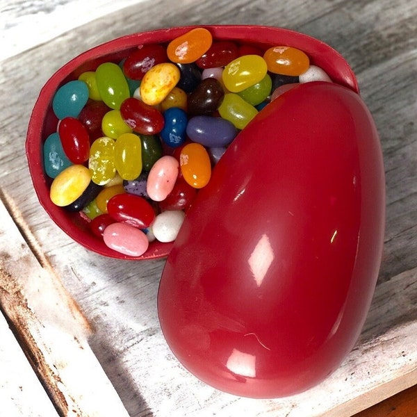 Red GREEK Easter ( Pascha ) Eggs Breakable Smash Chocolate -  oversized and filled w/Jelly Belly's. Comes individually wrapped w/ a hammer.