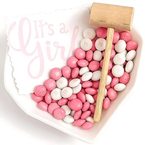 Gender Reveal Breakable Chocolate Heart | HUGE 6x6 gourmet Ghirardelli heart w/pink or blue candy | Pregnancy announcement | Baby Shower image 3