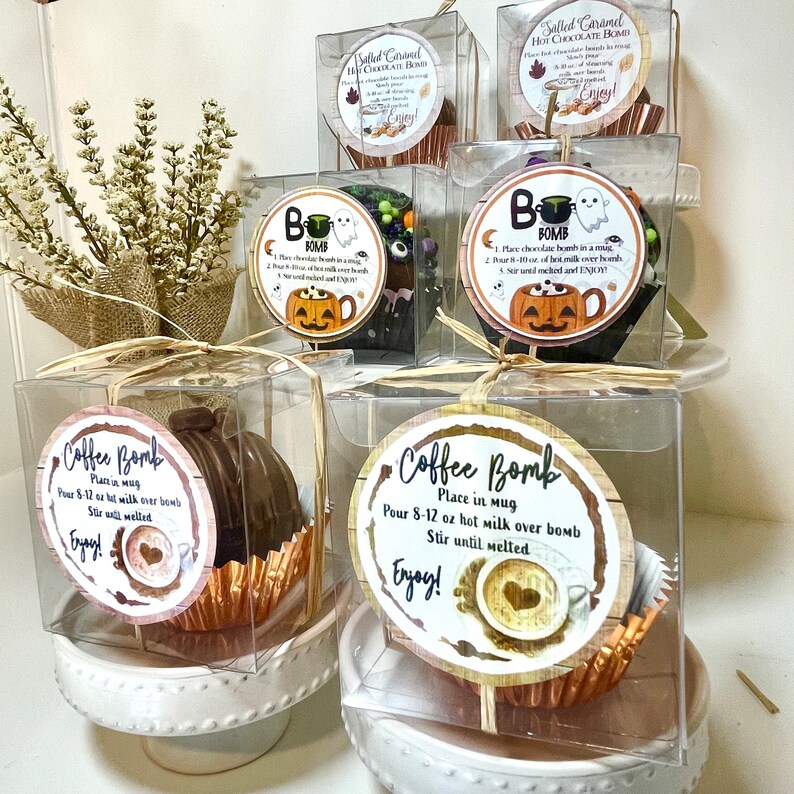 Pumpkin Spice Cocoa Bomb Pumpkins - Gorgeous Hand Painted Ghirardelli Hot Chocolate Bombs w/ Rich & Creamy Chocolate Ganache - BEST on ETSY! image 2