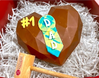 Fathers Day Breakable Heart ~ HUGE 6x6 gourmet Ghirardelli chocolate stuffed full of candy ~ Smash w/ hammer ~ add custom note! BEST SELLER!