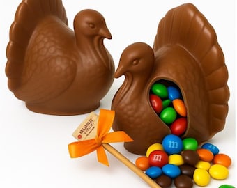 FRIENDSGIVING Breakable Chocolate Turkey (2 pack) – Ghirardelli Smash Turkey filled w/ M&M's, Place Card Holder, Hostess Gift, Sweet Treats