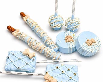 Baby Shower Treats: Chocolate Covered Oreos, Cake Pops, Pretzel Rods and Rice Krispy PopS