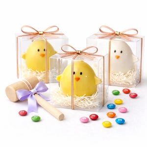 BREAKABLE Easter Chicks! TWO Chocolate chicks filled with M&M's - with hammer
