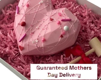 Mothers Day Breakable Heart ~ HUGE 6x6 gourmet Ghirardelli chocolate filled w/ TRUFFLES ~ Smash w/ hammer ~ add custom note! #1 on ETSY!!