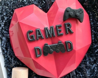 Fathers Day Breakable Chocolate heart ~ HUGE (6x6) gourmet Ghirardelli heart overflowing w/ choice of Candy. Bestseller for DAD gifts!