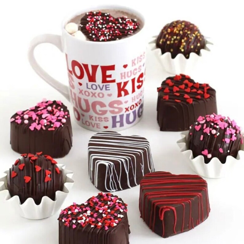 Valentines Hot Chocolate Bombs • Heart Shaped gourmet Ghirardelli Cocoa bombs w/ creamy Chocolate Ganache • BEST on Etsy! FREE SHIPPING!! zdjęcie 2